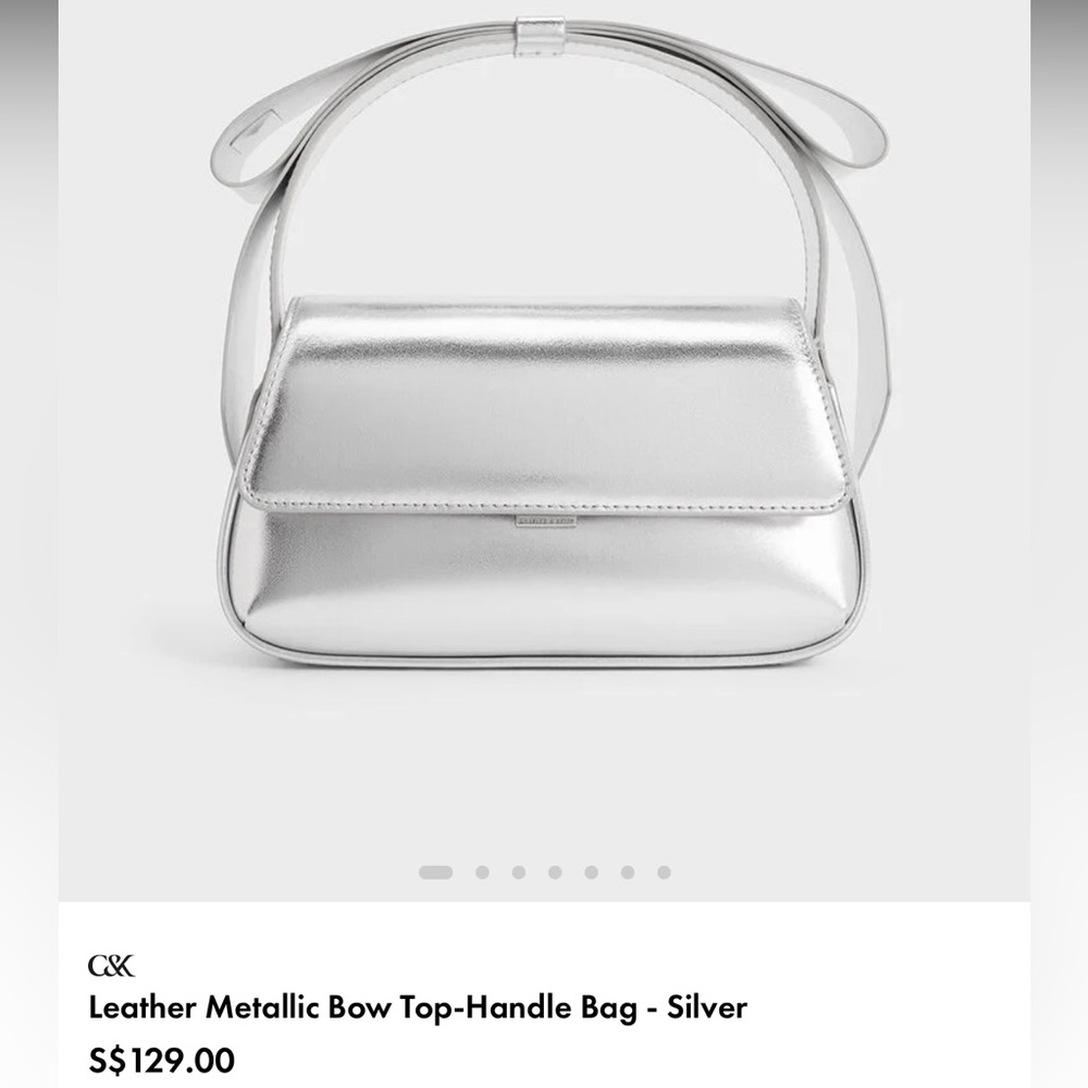 Charles & Keith Silver Shoulder Bag Modern Design